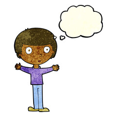 cartoon surprised man with thought bubble