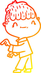 warm gradient line drawing cartoon friendly boy