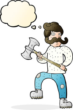 recommend clip art: cartoon man with axe with thought bubble