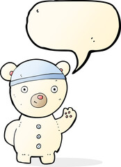 cartoon polar bear cub with speech bubble