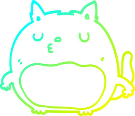 cold gradient line drawing cartoon cat