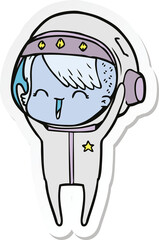 sticker of a happy cartoon space girl