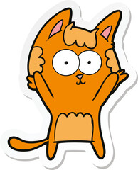 sticker of a happy cartoon cat