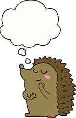 cute cartoon hedgehog and thought bubble