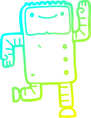 cold gradient line drawing cartoon robot
