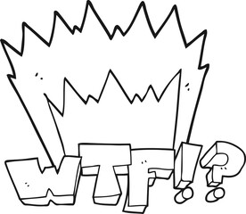 black and white cartoon WTF symbol