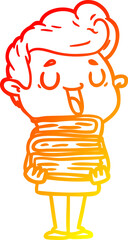 warm gradient line drawing happy cartoon man