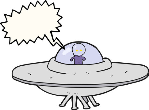 speech bubble cartoon alien flying saucer