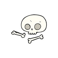 textured cartoon skull and bones