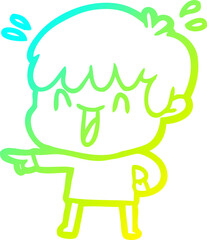 cold gradient line drawing cartoon laughing boy