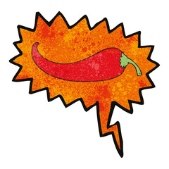 speech bubble textured cartoon chilli pepper