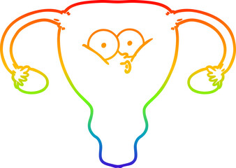 rainbow gradient line drawing cartoon uterus