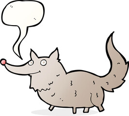cartoon little wolf with speech bubble