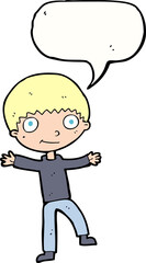 cartoon happy boy with speech bubble