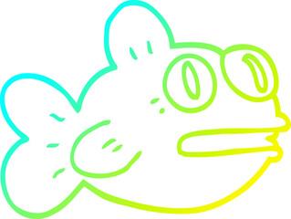 cold gradient line drawing cartoon fish