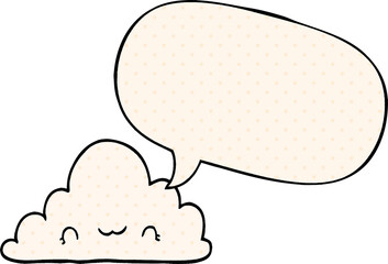 cute cartoon cloud and speech bubble in comic book style