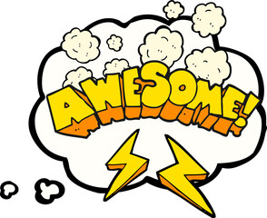 thought bubble cartoon word awesome