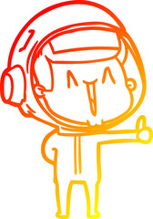 warm gradient line drawing happy cartoon astronaut
