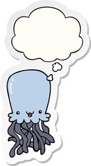 cartoon octopus and thought bubble as a printed sticker