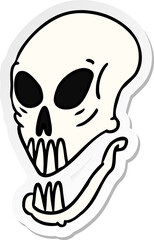 sticker cartoon doodle of a skull head