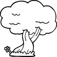 line drawing cartoon tree