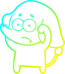 cold gradient line drawing cartoon unsure elephant