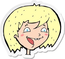 sticker of a cartoon happy girl