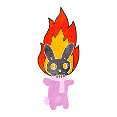 retro cartoon flaming skull rabbit