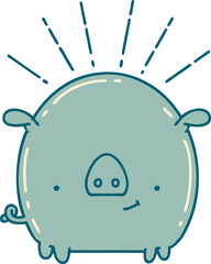 traditional tattoo style pig character