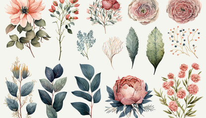 flowers with white background, card