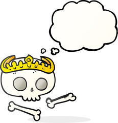 thought bubble cartoon skull wearing tiara