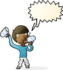 cartoon man drinking beer with thought bubble