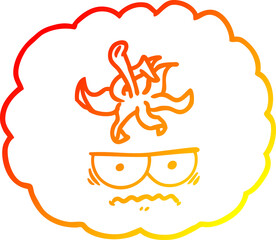 warm gradient line drawing cartoon angry tomato