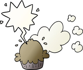 cute cartoon pie and speech bubble in smooth gradient style