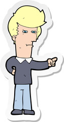 sticker of a cartoon man pointing