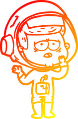 warm gradient line drawing cartoon tired astronaut