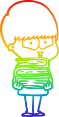rainbow gradient line drawing cartoon happy boy