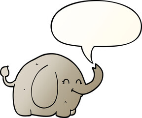 cartoon elephant and speech bubble in smooth gradient style