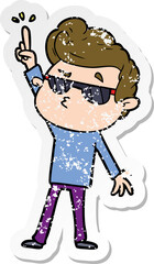 Obraz premium distressed sticker of a cartoon cool guy