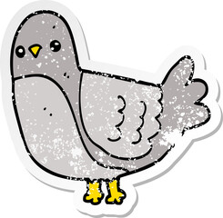 distressed sticker of a cartoon bird
