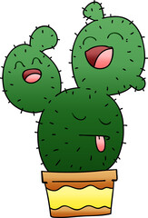 quirky gradient shaded cartoon cactus