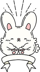 banner with tattoo style happy rabbit
