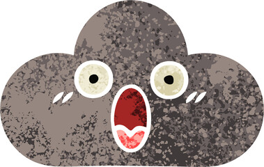 retro illustration style cartoon storm cloud