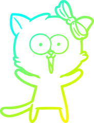 cold gradient line drawing cartoon cat