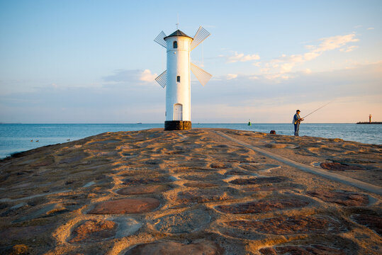 Lighthouse windmill Stawa Mlyny, Swinoujscie, Baltic Sea - Poland