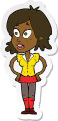 sticker of a cartoon woman with hands on hips