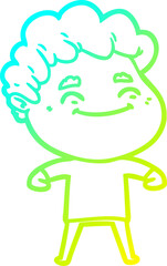 cold gradient line drawing cartoon friendly man