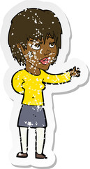 retro distressed sticker of a cartoon woman with sticking plaster on face