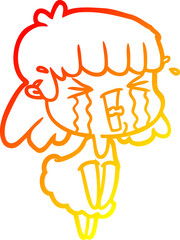 warm gradient line drawing cartoon woman