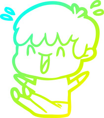 cold gradient line drawing cartoon laughing boy